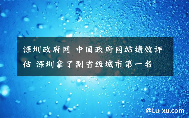 深圳政府网 中国政府网站绩效评估 深圳拿了副省级城市第一名
