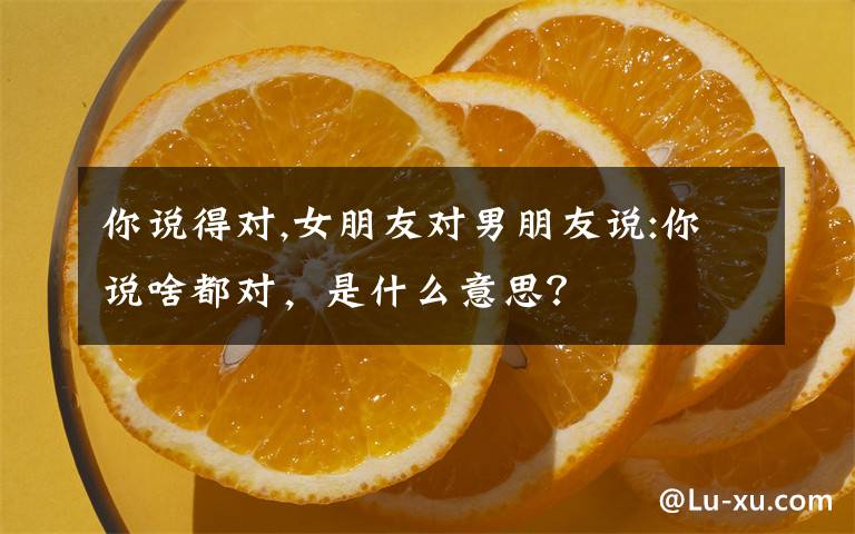 你说得对,女朋友对男朋友说:你说啥都对，是什么意思？