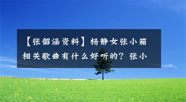 【张韶涵资料】杨静女张小箱相关歌曲有什么好听的?张小舰简介