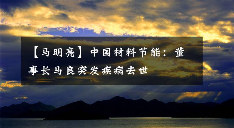 【马明亮】中国材料节能:董事长马良突发疾病去世
