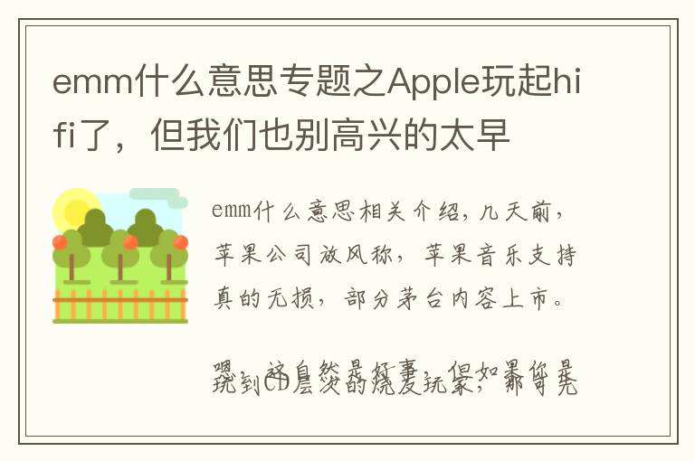 emm什么意思专题之Apple玩起hifi了,但我们也别高兴的太早
