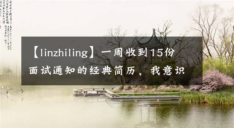 【linzhiling】一周收到15份面试通知的经典简历,我意识到了这一点。