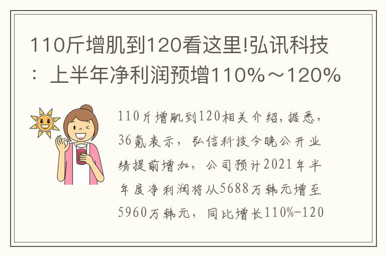 110斤增肌到120看这里!弘讯科技:上半年净利润预增110%~120%