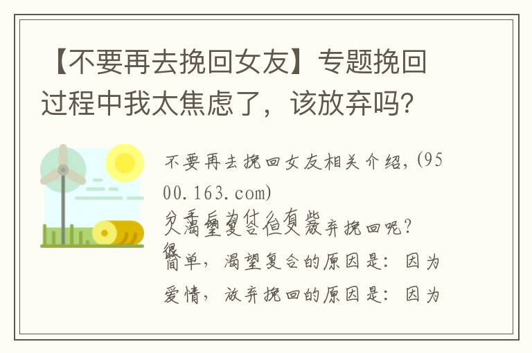 【不要再去挽回女友】专题挽回过程中我太焦虑了,该放弃吗?