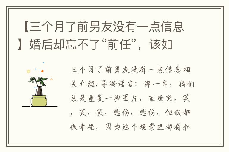 【三个月了前男友没有一点信息】婚后却忘不了“前任”,该如何?