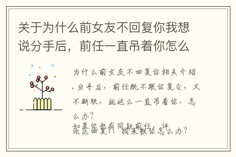 关于为什么前女友不回复你我想说分手后,前任一直吊着你怎么办?