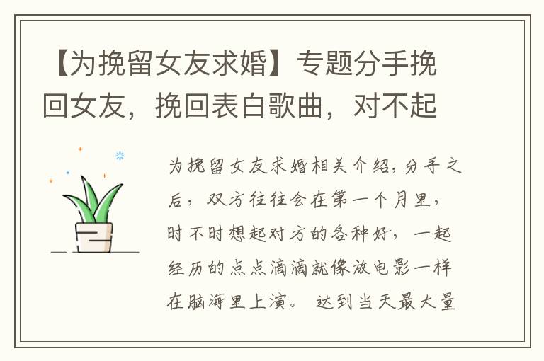 【为挽留女友求婚】专题分手挽回女友,挽回表白歌曲,对不起,我把你弄丢了