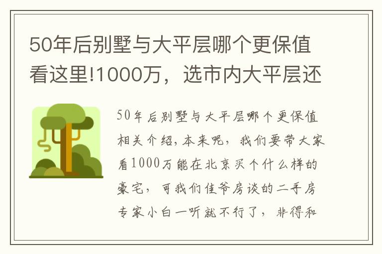 50年后别墅与大平层哪个更保值看这里!1000万,选市内大平层还是远郊别墅?