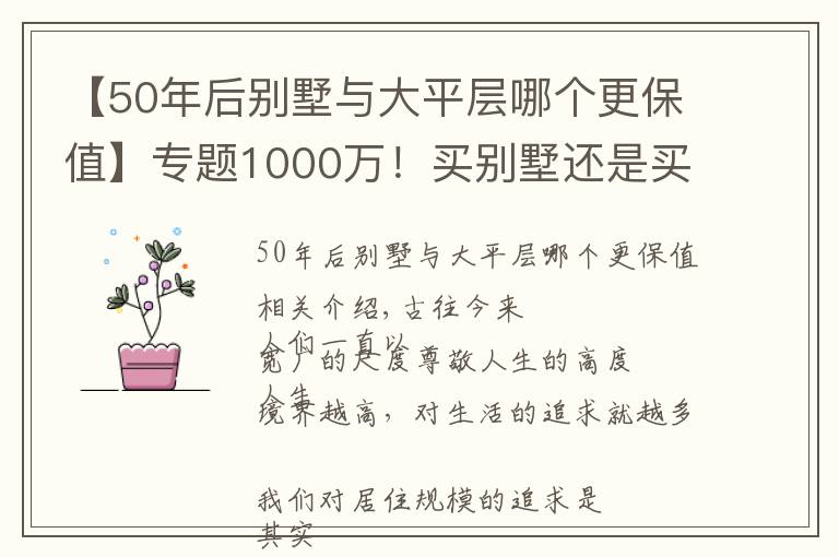 【50年后别墅与大平层哪个更保值】专题1000万!买别墅还是买平层?