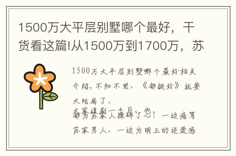 1500万大平层别墅哪个最好,干货看这篇!从1500万到1700万,苏明玉和姚晨的千万豪宅大曝光
