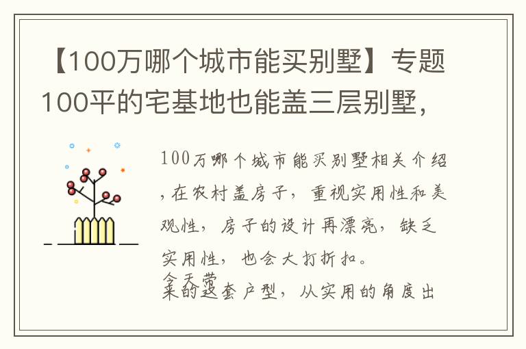 【100万哪个城市能买别墅】专题100平的宅基地也能盖三层别墅,选这套户型,30万的造价就够了