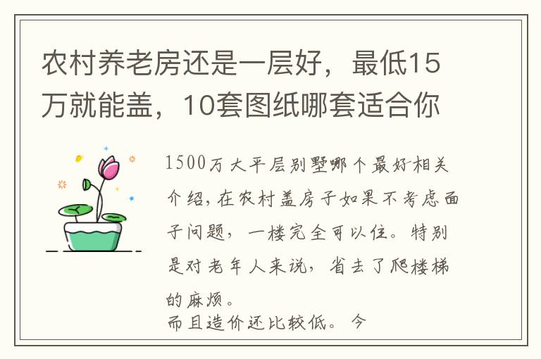 农村养老房还是一层好,最低15万就能盖,10套图纸哪套适合你