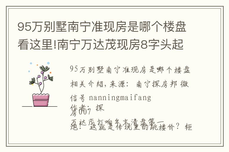 95万别墅南宁准现房是哪个楼盘看这里!南宁万达茂现房8字头起:有人在抄底,有人在接盘?