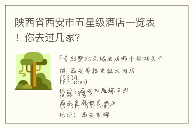 陕西省西安市五星级酒店一览表！你去过几家？