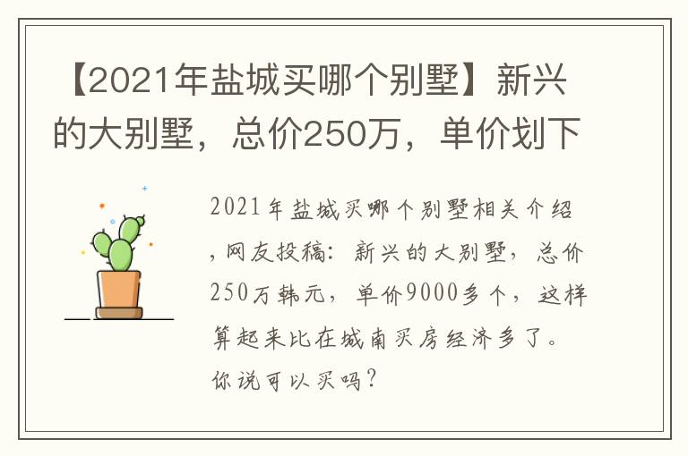 【2021年盐城买哪个别墅】新兴的大别墅，总价250万，单价划下来9000多，能入手吗