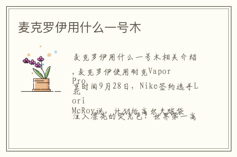 麦克罗伊用什么一号木