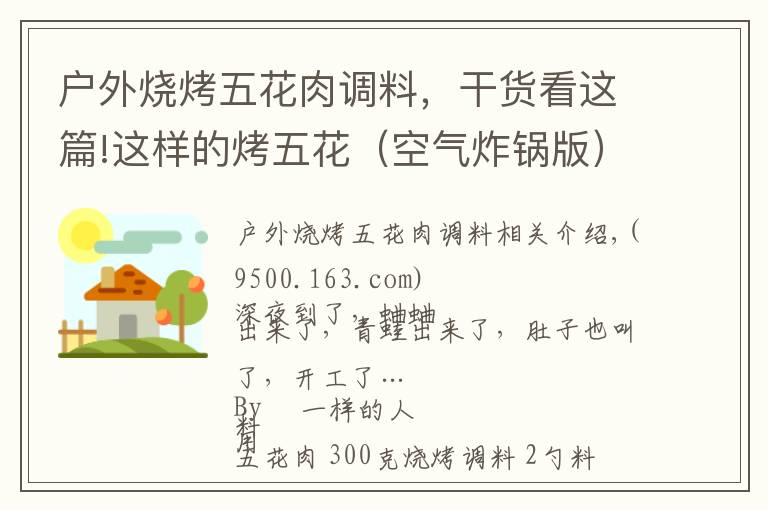 户外烧烤五花肉调料,干货看这篇!这样的烤五花(空气炸锅版)你吃过吗?