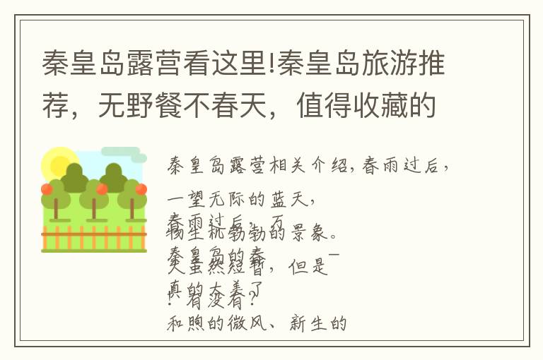 秦皇岛露营看这里!秦皇岛旅游推荐,无野餐不春天,值得收藏的小岛团建圣地