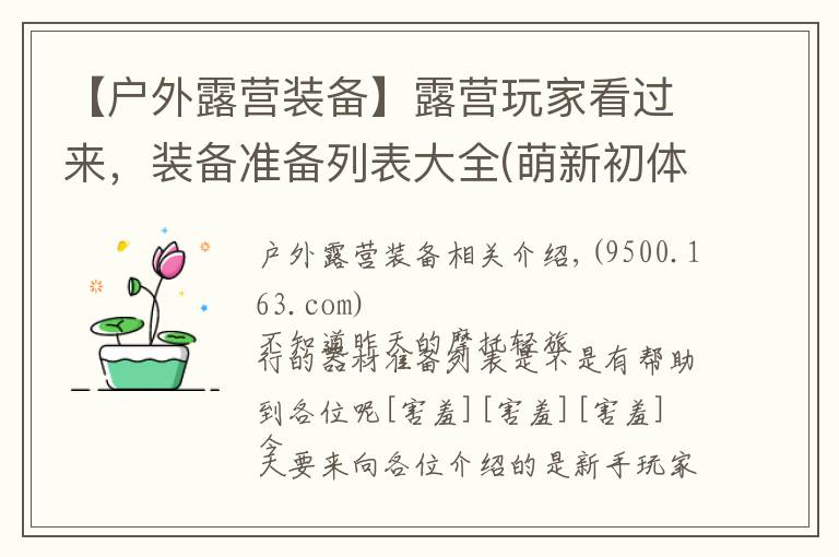 【户外露营装备】露营玩家看过来,装备准备列表大全(萌新初体验)