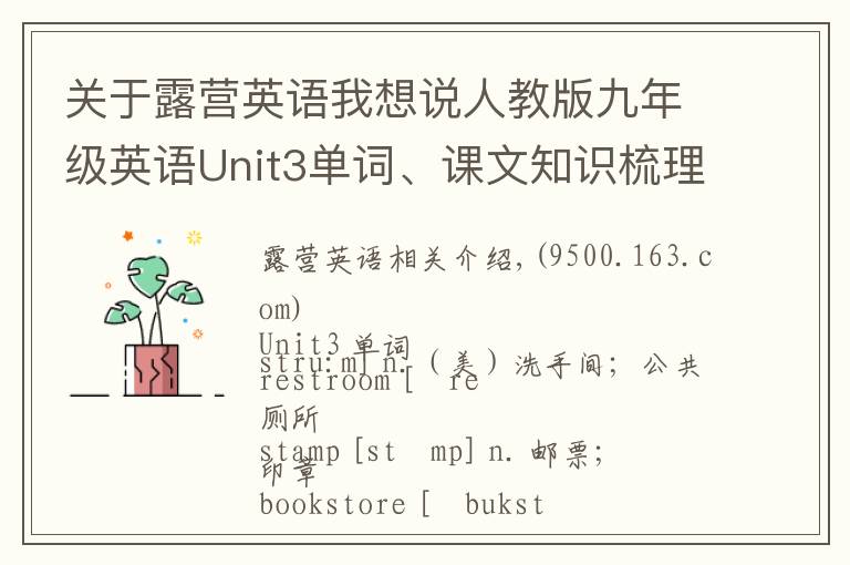 关于露营英语我想说人教版九年级英语Unit3单词、课文知识梳理/词汇句式精讲