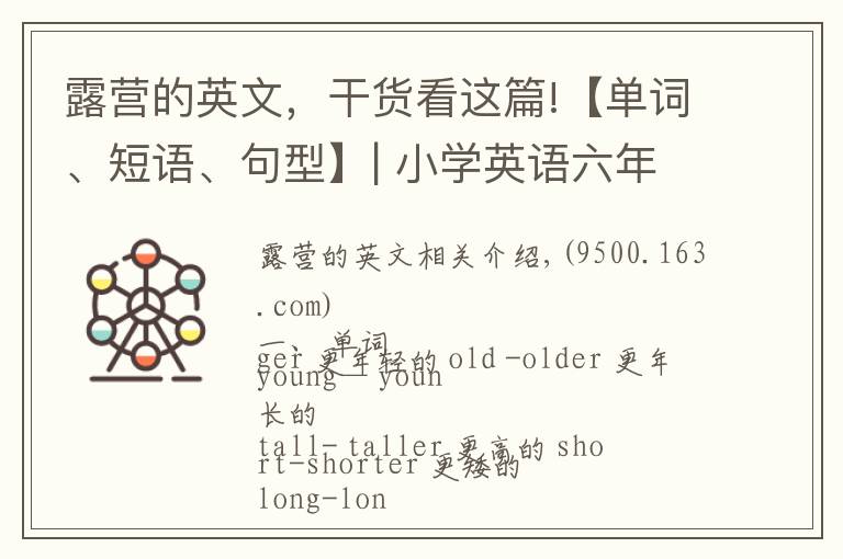 露营的英文,干货看这篇!【单词、短语、句型】| 小学英语六年级下册期末重点知识归纳