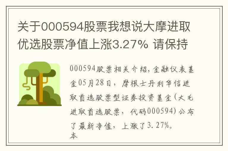 关于000594股票我想说大摩进取优选股票净值上涨3.27% 请保持关注