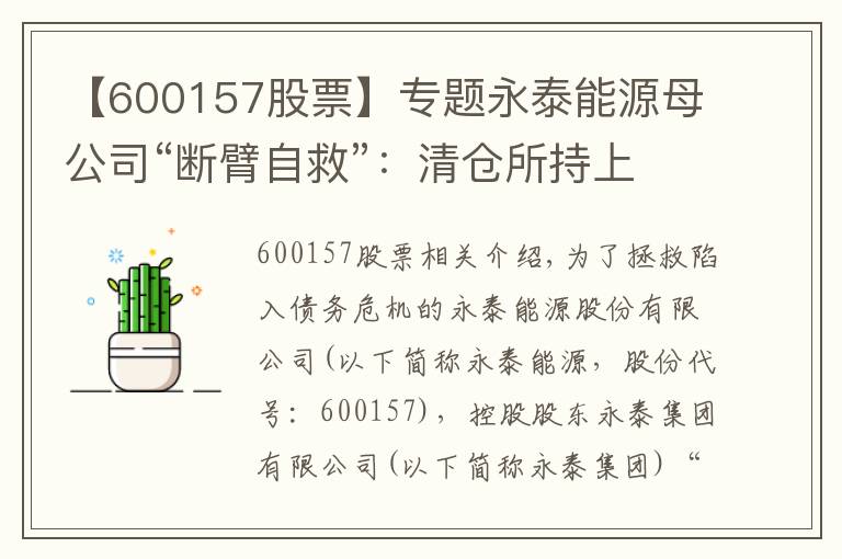 【600157股票】专题永泰能源母公司“断臂自救”：清仓所持上市公司联环药业股权