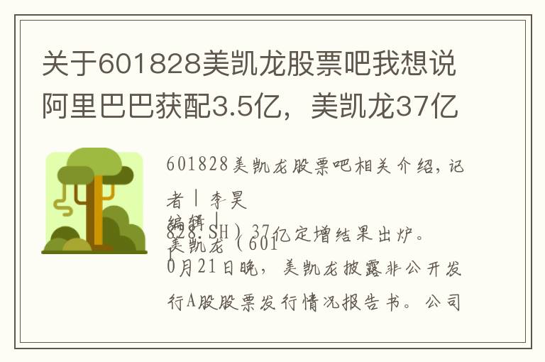 关于601828美凯龙股票吧我想说阿里巴巴获配3.5亿,美凯龙37亿定增落地,7月至今股价已跌32%