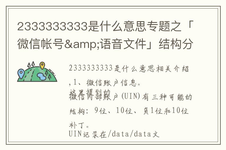 2333333333是什么意思专题之「微信帐号&语音文件」结构分析