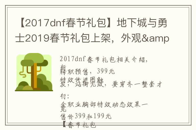 【2017dnf春节礼包】地下城与勇士2019春节礼包上架,外观&属性&赠品&多买多送总览