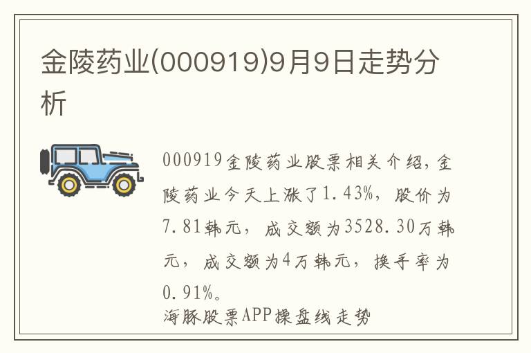 金陵药业(000919)9月9日走势分析