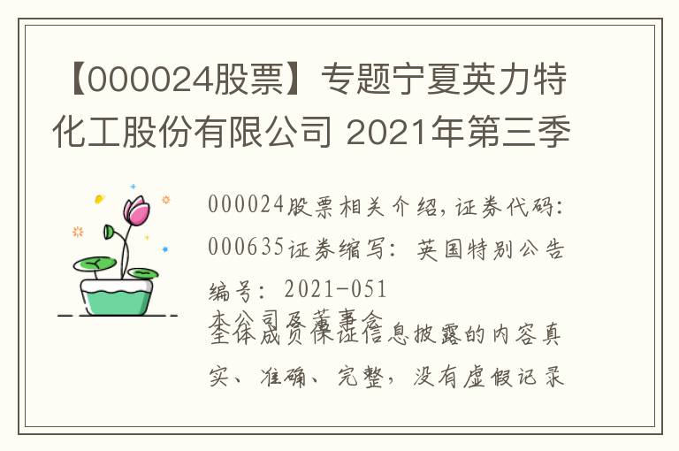 【000024股票】专题宁夏英力特化工股份有限公司 2021年第三季度报告