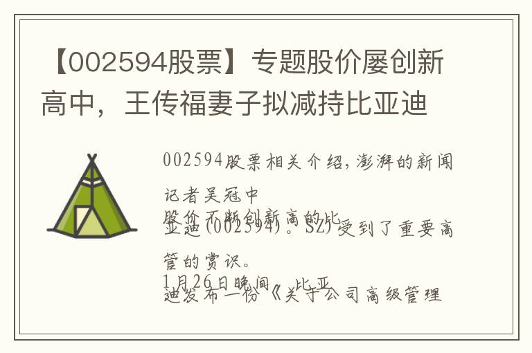 【002594股票】专题股价屡创新高中,王传福妻子拟减持比亚迪预计套现超2亿