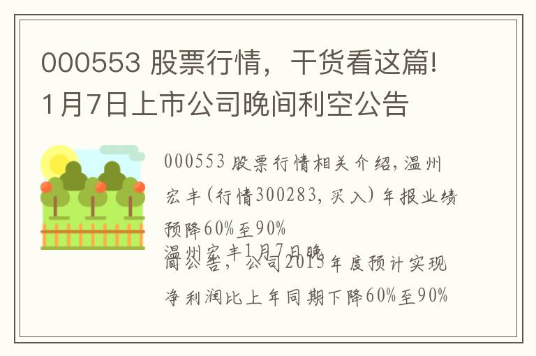 000553 股票行情，干货看这篇!1月7日上市公司晚间利空公告