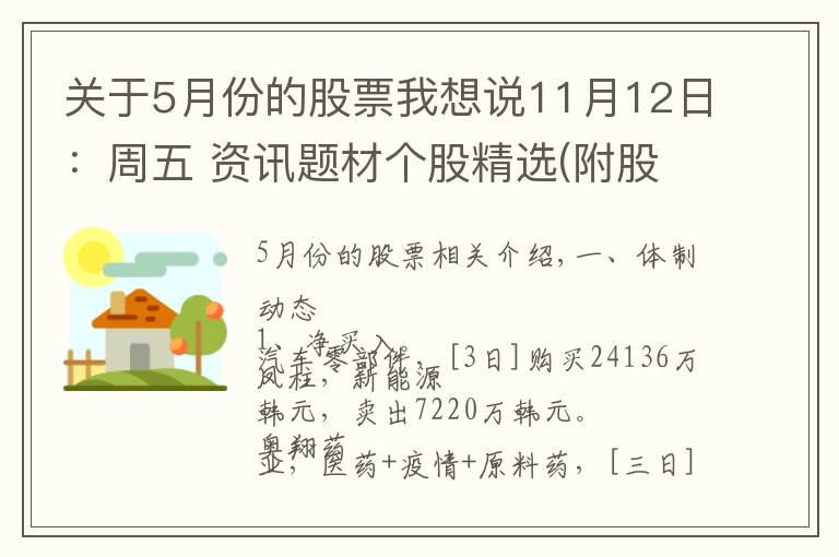 关于5月份的股票我想说11月12日:周五 资讯题材个股精选(附股)