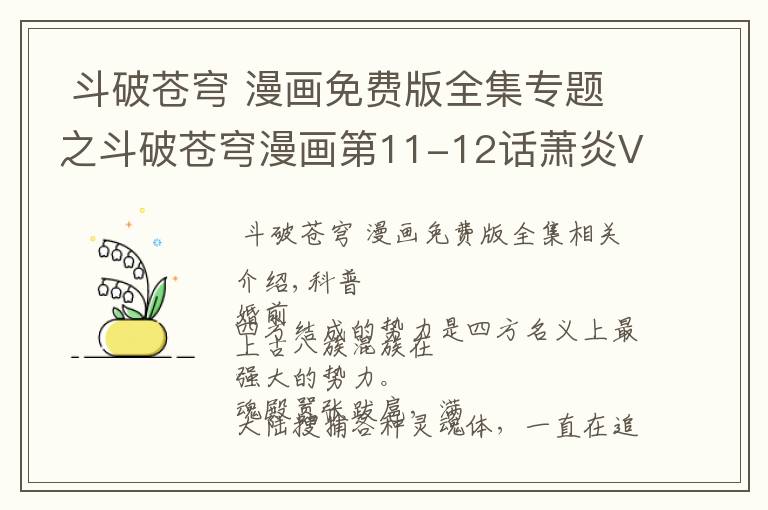 斗破苍穹 漫画免费版全集专题之斗破苍穹漫画第11-12话萧炎VS萧宁