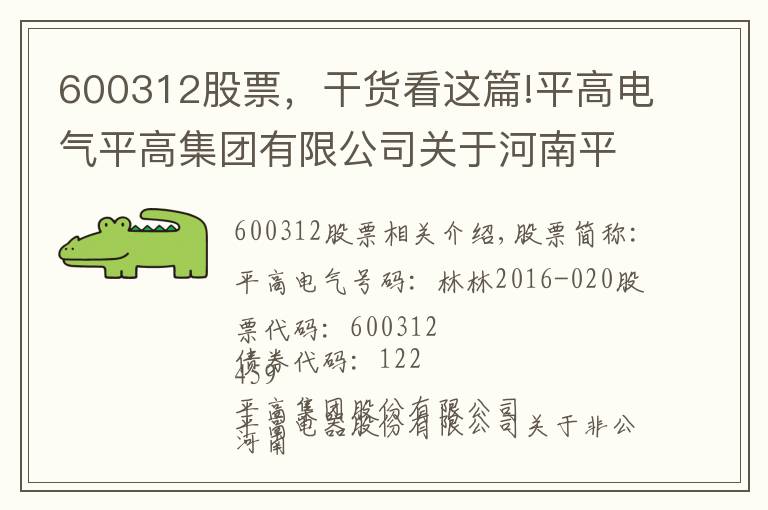 600312股票,干货看这篇!平高电气平高集团有限公司关于河南平高电气股份有限公司非公开发行股票摊薄即期回报采取填补措施的承诺的公