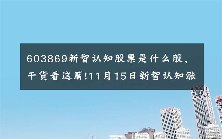 603869新智认知股票是什么股,干货看这篇!11月15日新智认知涨停分析:旅游,邮轮游艇,国产软件概念热股