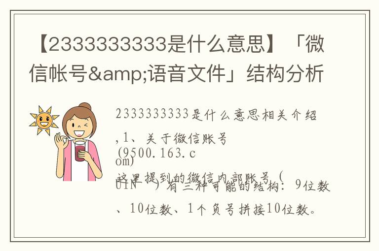 【2333333333是什么意思】「微信帐号&语音文件」结构分析