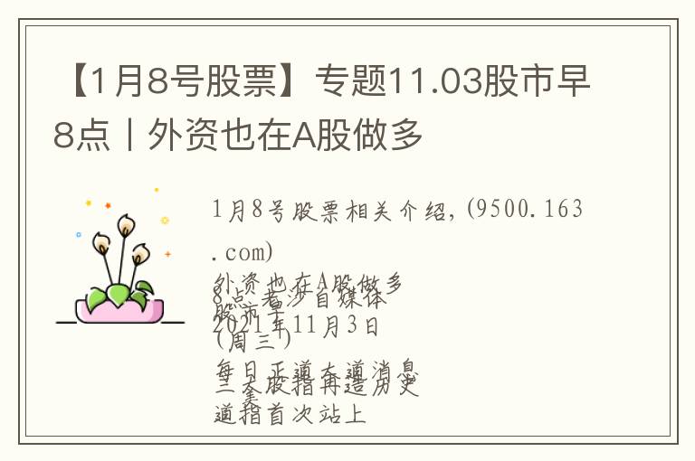 【1月8号股票】专题11.03股市早8点丨外资也在A股做多