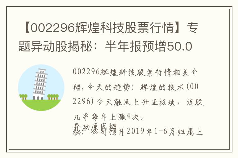 【002296辉煌科技股票行情】专题异动股揭秘:半年报预增50.00%至80.00% 辉煌科技触及涨停