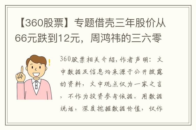 【360股票】专题借壳三年股价从66元跌到12元,周鸿祎的三六零为何跌落神坛?