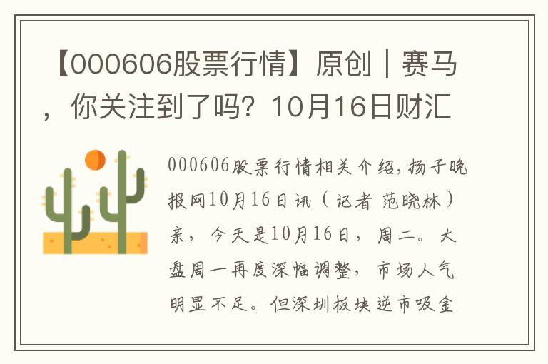 【000606股票行情】原创|赛马,你关注到了吗?10月16日财汇早盘盘前速览