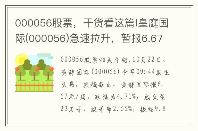 000056股票，干货看这篇!皇庭国际(000056)急速拉升，暂报6.67元