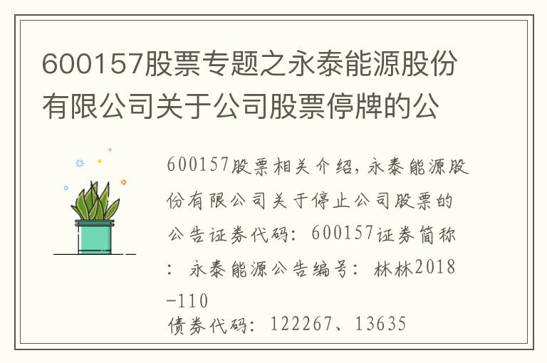 600157股票专题之永泰能源股份有限公司关于公司股票停牌的公告