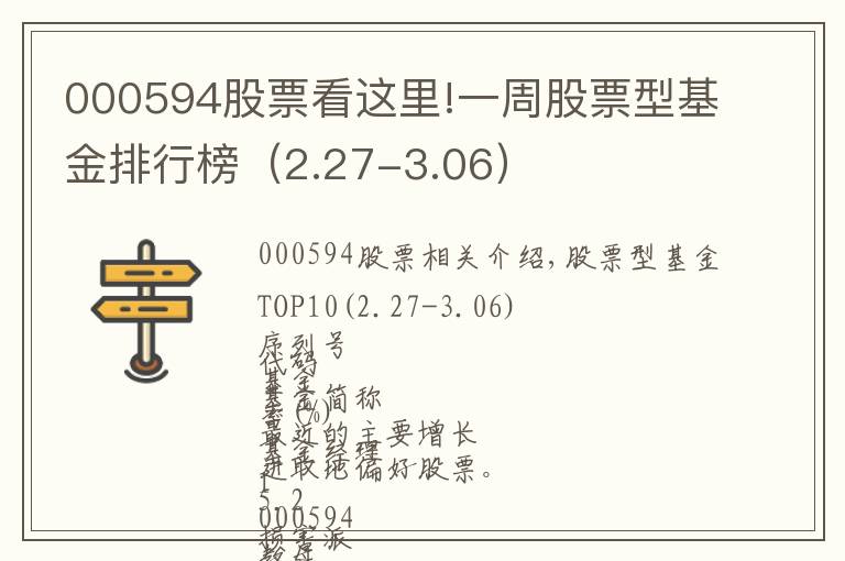 000594股票看这里!一周股票型基金排行榜(2.27-3.06)