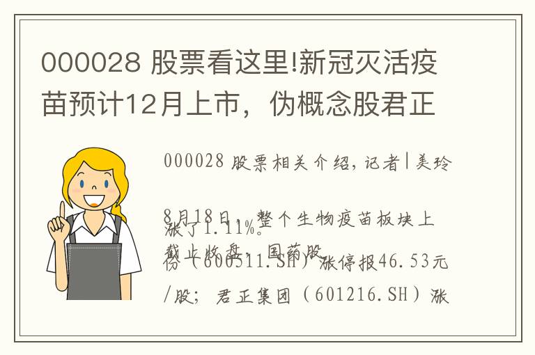 000028 股票看这里!新冠灭活疫苗预计12月上市,伪概念股君正集团、国药股份封板