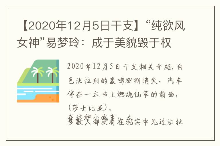 【2020年12月5日干支】“纯欲风女神”易梦玲:成于美貌毁于权欲?她比你想的更有手段
