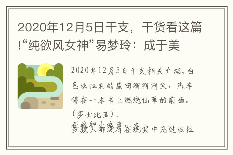 2020年12月5日干支,干货看这篇!“纯欲风女神”易梦玲:成于美貌毁于权欲?她比你想的更有手段