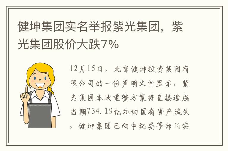 健坤集团实名举报紫光集团,紫光集团股价大跌7%